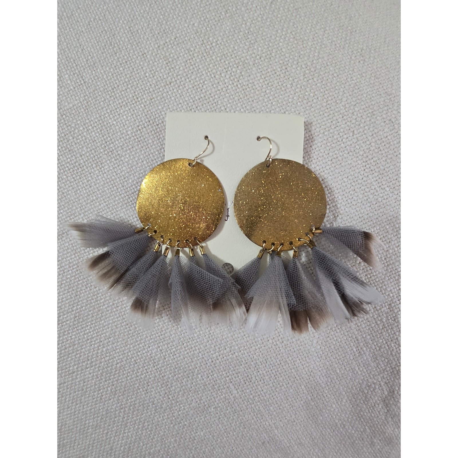 Nwt Serefina For Anthropologie Gold Feather Earrings
